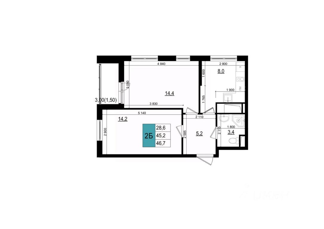 1-BD Apartment Sale, 46.7 sq. m. at Mikrorayon 6 6A, 6A mikrorayon, Odintsovo, Moscow Region, Russia #1 1-BD Apartment Sale, 46.7 sq. m. at Mikrorayon 6 6A, 6A mikrorayon, Odintsovo, Moscow Region, Russia #1