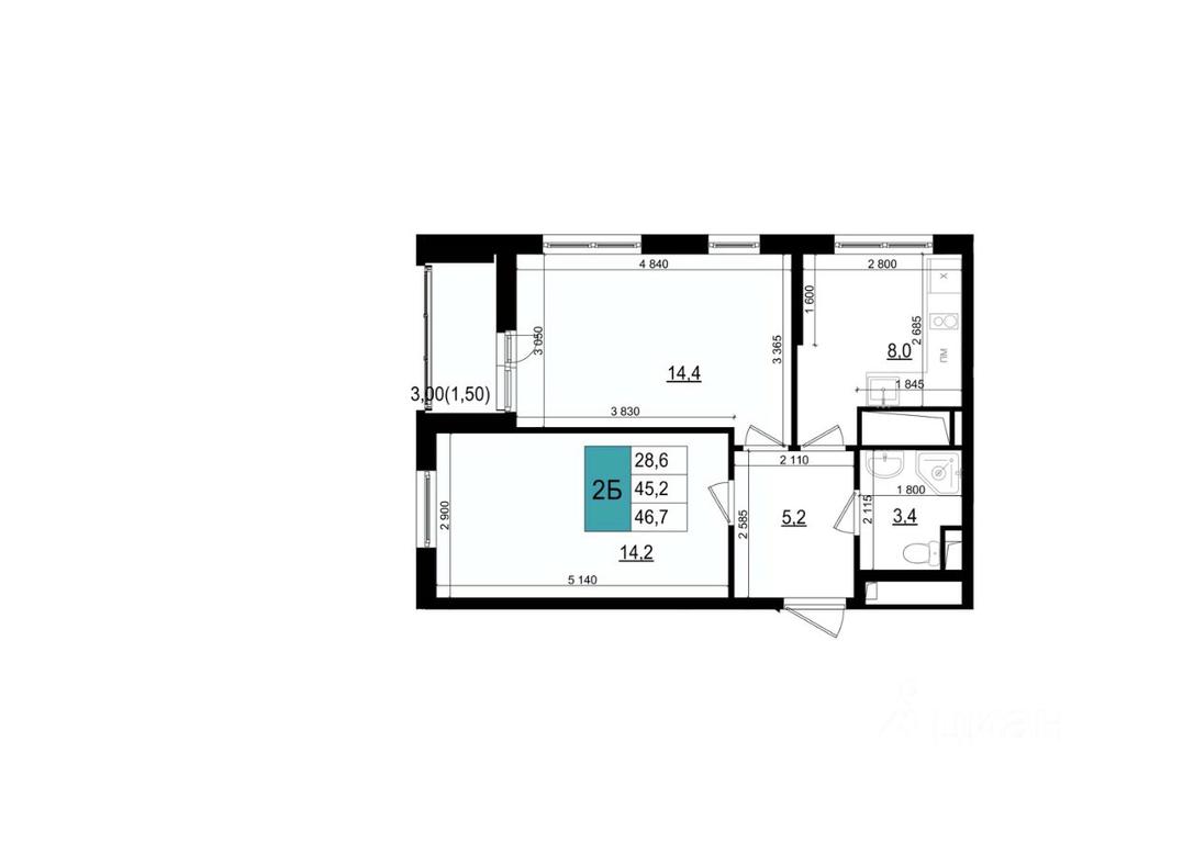 1-BD Apartment Sale, 46.7 sq. m. at Mikrorayon 6 6A, 6A mikrorayon, Odintsovo, Moscow Region, Russia #1 1-BD Apartment Sale, 46.7 sq. m. at Mikrorayon 6 6A, 6A mikrorayon, Odintsovo, Moscow Region, Russia #1