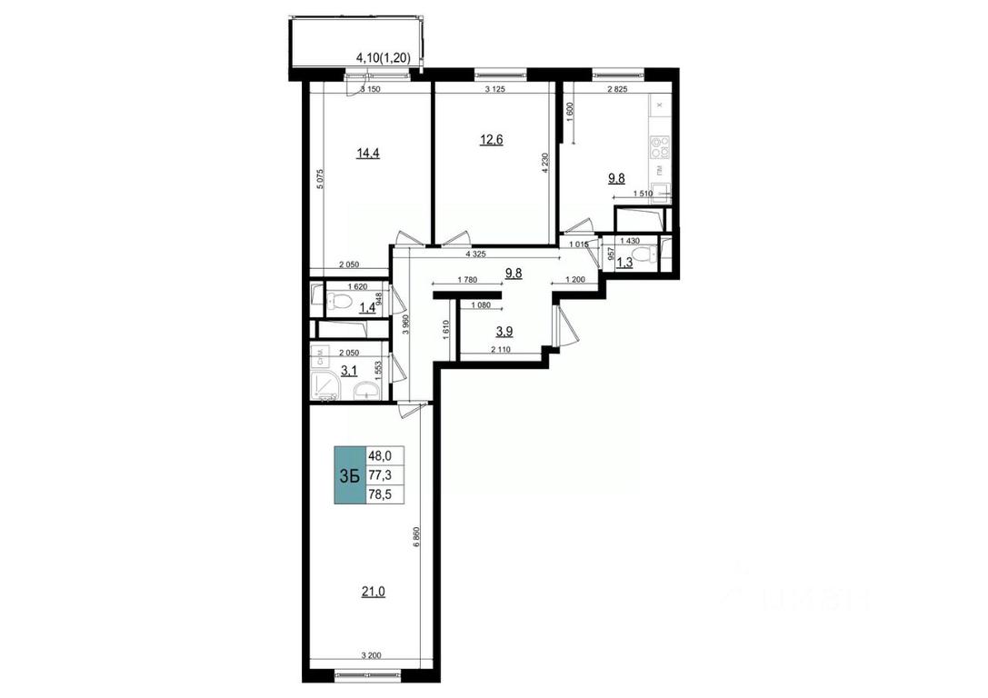 2-BD Apartment Sale, 78.5 sq. m. at Mikrorayon 6 6A, 6A mikrorayon, Odintsovo, Moscow Region, Russia #1 2-BD Apartment Sale, 78.5 sq. m. at Mikrorayon 6 6A, 6A mikrorayon, Odintsovo, Moscow Region, Russia #1