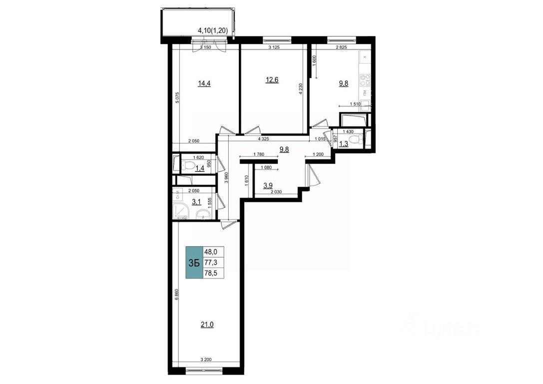 2-BD Apartment Sale, 78.5 sq. m. at Mikrorayon 6 6A, 6A mikrorayon, Odintsovo, Moscow Region, Russia #1