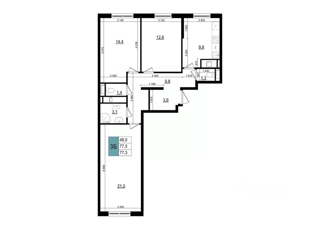 2-BD Apartment Sale, 77.3平方米 at Mikrorayon 6 6A, 6A mikrorayon, Odintsovo, Moscow Region, Russia #1 2-BD Apartment Sale, 77.3平方米 at Mikrorayon 6 6A, 6A mikrorayon, Odintsovo, Moscow Region, Russia #1