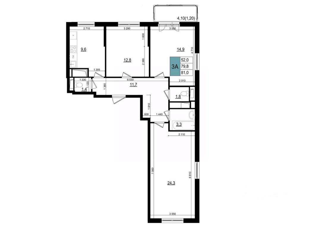 2-BD Apartment Sale, 81 sq. m. at Mikrorayon 6 6A, 6A mikrorayon, Odintsovo, Moscow Region, Russia #1