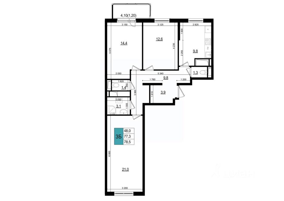2-BD Apartment Sale, 78.5 sq. m. at Mikrorayon 6 6A, 6A mikrorayon, Odintsovo, Moscow Region, Russia #1 2-BD Apartment Sale, 78.5 sq. m. at Mikrorayon 6 6A, 6A mikrorayon, Odintsovo, Moscow Region, Russia #1