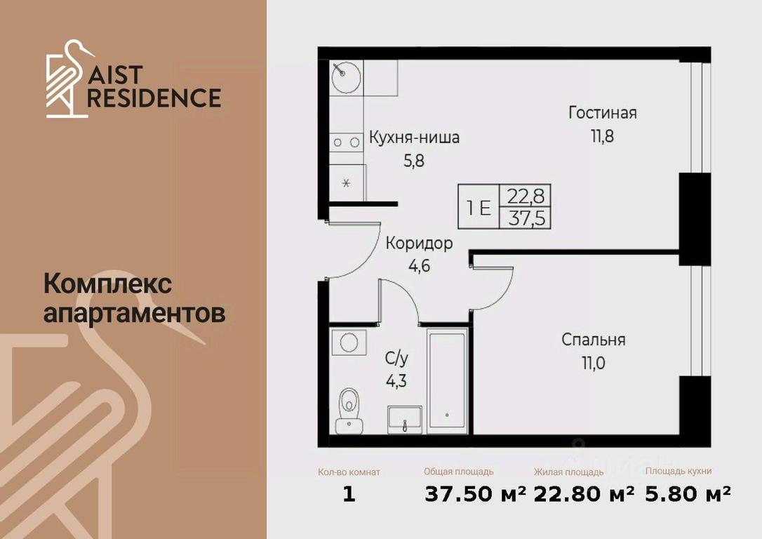 1-BD Apartment Sale, 37.5 sq. m. at Kompleks apartamentov AIST RESIDENCE (Aist Rezidens), Namyotkina Street, 10Д, Moscow, Russia #1 1-BD Apartment Sale, 37.5 sq. m. at Kompleks apartamentov AIST RESIDENCE (Aist Rezidens), Namyotkina Street, 10Д, Moscow, Russia #1