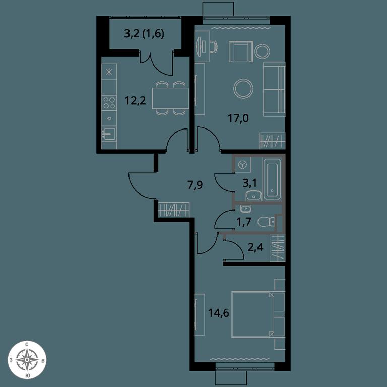2-BD Apartment Sale, 60.5 sq. m. at 1-y Salarevskiy, Kiyevskoye Highway, Moskovskiy Settlement, Moscow, Russia #1