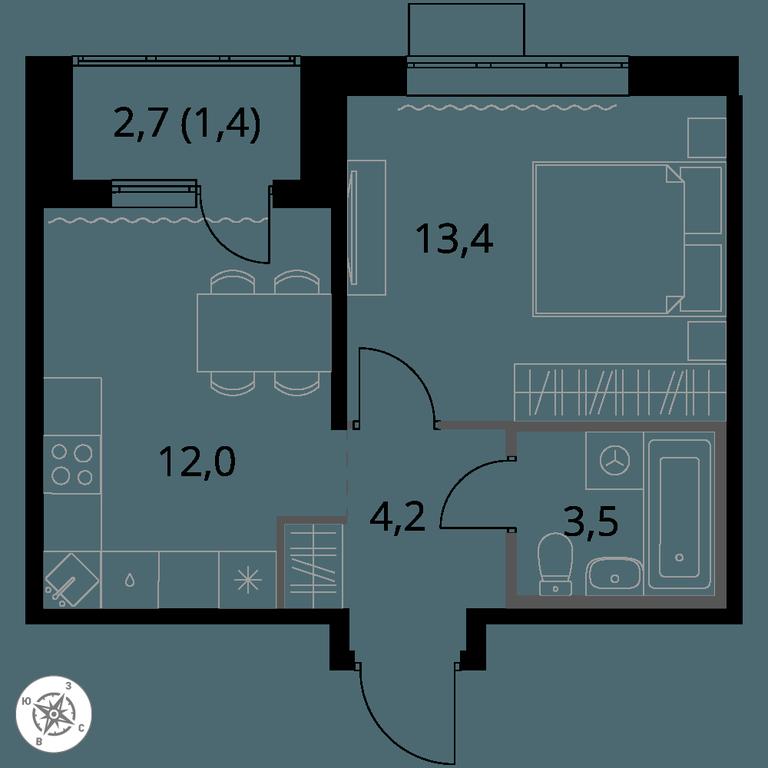 1-BD Apartment Sale, 34.5 sq. m. at 1-y Salarevskiy, Kiyevskoye Highway, Moskovskiy Settlement, Moscow, Russia #1