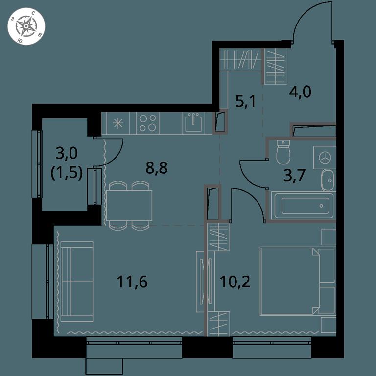 2-BD Apartment Sale, 44.9 sq. m. at 1-y Salarevskiy, Kiyevskoye Highway, Moskovskiy Settlement, Moscow, Russia #1 2-BD Apartment Sale, 44.9 sq. m. at 1-y Salarevskiy, Kiyevskoye Highway, Moskovskiy Settlement, Moscow, Russia #1