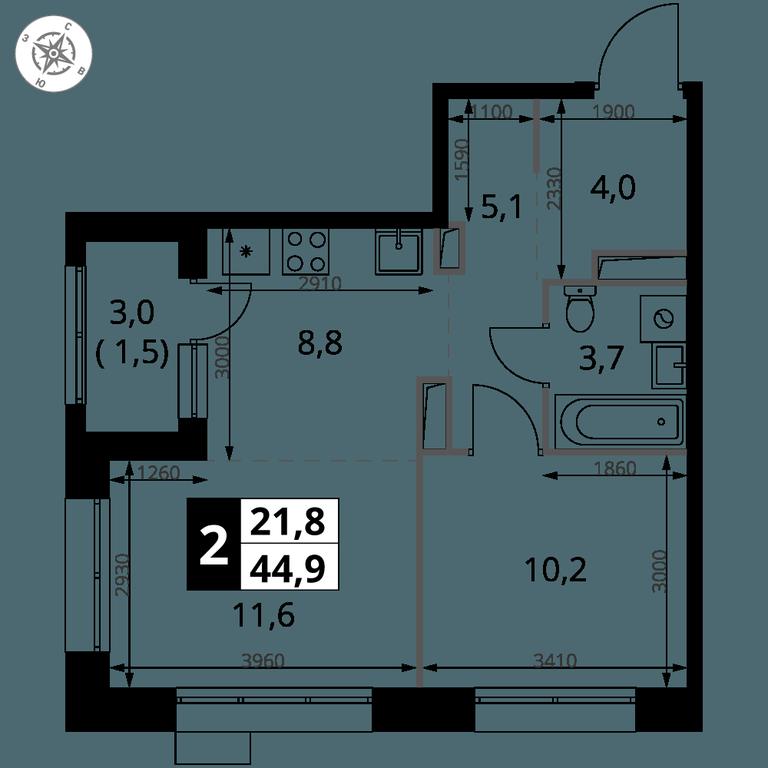 2-BD Apartment Sale, 44.9 sq. m. at 1-y Salarevskiy, Kiyevskoye Highway, Moskovskiy Settlement, Moscow, Russia #2 2-BD Apartment Sale, 44.9 sq. m. at 1-y Salarevskiy, Kiyevskoye Highway, Moskovskiy Settlement, Moscow, Russia #2