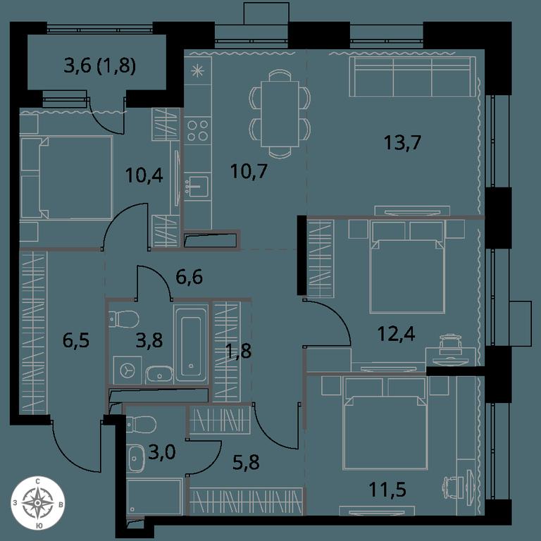 4-BD Apartment Sale, 88 sq. m. at 1-y Salarevskiy, Kiyevskoye Highway, Moskovskiy Settlement, Moscow, Russia #1 4-BD Apartment Sale, 88 sq. m. at 1-y Salarevskiy, Kiyevskoye Highway, Moskovskiy Settlement, Moscow, Russia #1