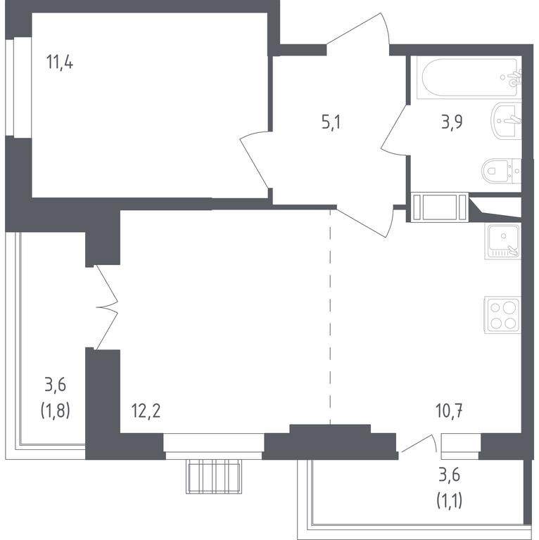 Apartment Sale, 45.7平方米 at Bolshoe Putilkovo, Prostornaya ulitsa, 1, Putilkovo Village, Krasnogorsk City District, Moscow Region, Russia #1