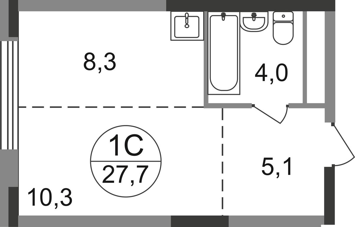 Apartment Sale, 27.7 sq. m. at Peredelkino Blizhnee, Korneya Chukovskogo Street, 1, Vnukovskoye Settlement, Moscow, Russia #1