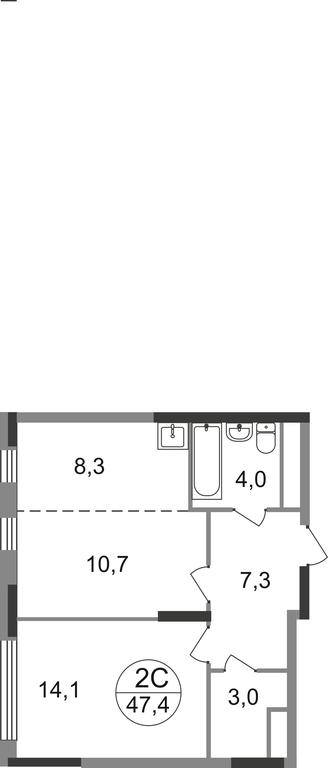 2-BD Apartment Sale, 47.4 sq. m. at Peredelkino Blizhnee, Korneya Chukovskogo Street, 1, Vnukovskoye Settlement, Moscow, Russia #1