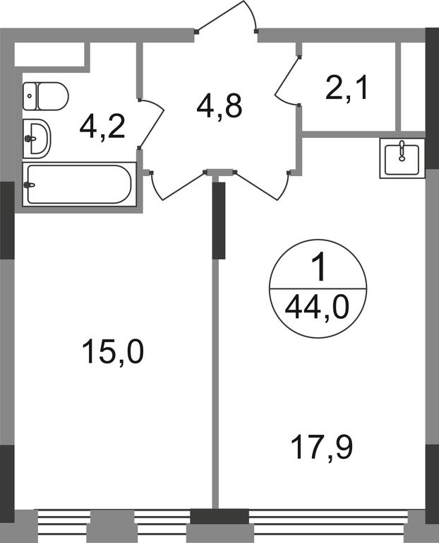 Apartment Sale, 44 sq. m. at Peredelkino Blizhnee, Korneya Chukovskogo Street, 1, Vnukovskoye Settlement, Moscow, Russia #1