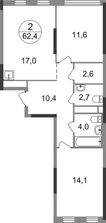 2-BD Apartment Sale, 62.4平方米 at Peredelkino Blizhnee, Korneya Chukovskogo Street, 1, Vnukovskoye Settlement, Moscow, Russia #1 2-BD Apartment Sale, 62.4平方米 at Peredelkino Blizhnee, Korneya Chukovskogo Street, 1, Vnukovskoye Settlement, Moscow, Russia #1