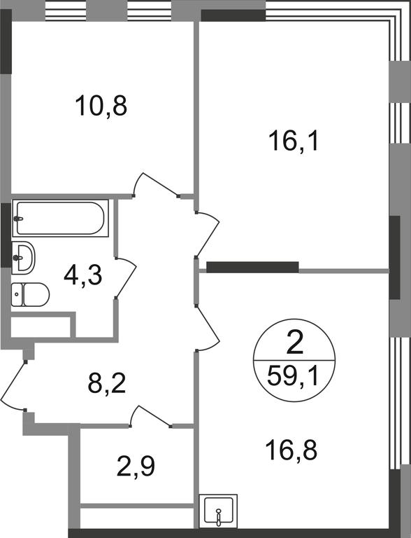2-BD Apartment Sale, 59.1 sq. m. at Peredelkino Blizhnee, Korneya Chukovskogo Street, 1, Vnukovskoye Settlement, Moscow, Russia #1
