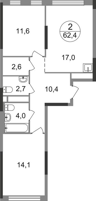 2-BD Apartment Sale, 62.4平方米 at Peredelkino Blizhnee, Korneya Chukovskogo Street, 1, Vnukovskoye Settlement, Moscow, Russia #1 2-BD Apartment Sale, 62.4平方米 at Peredelkino Blizhnee, Korneya Chukovskogo Street, 1, Vnukovskoye Settlement, Moscow, Russia #1