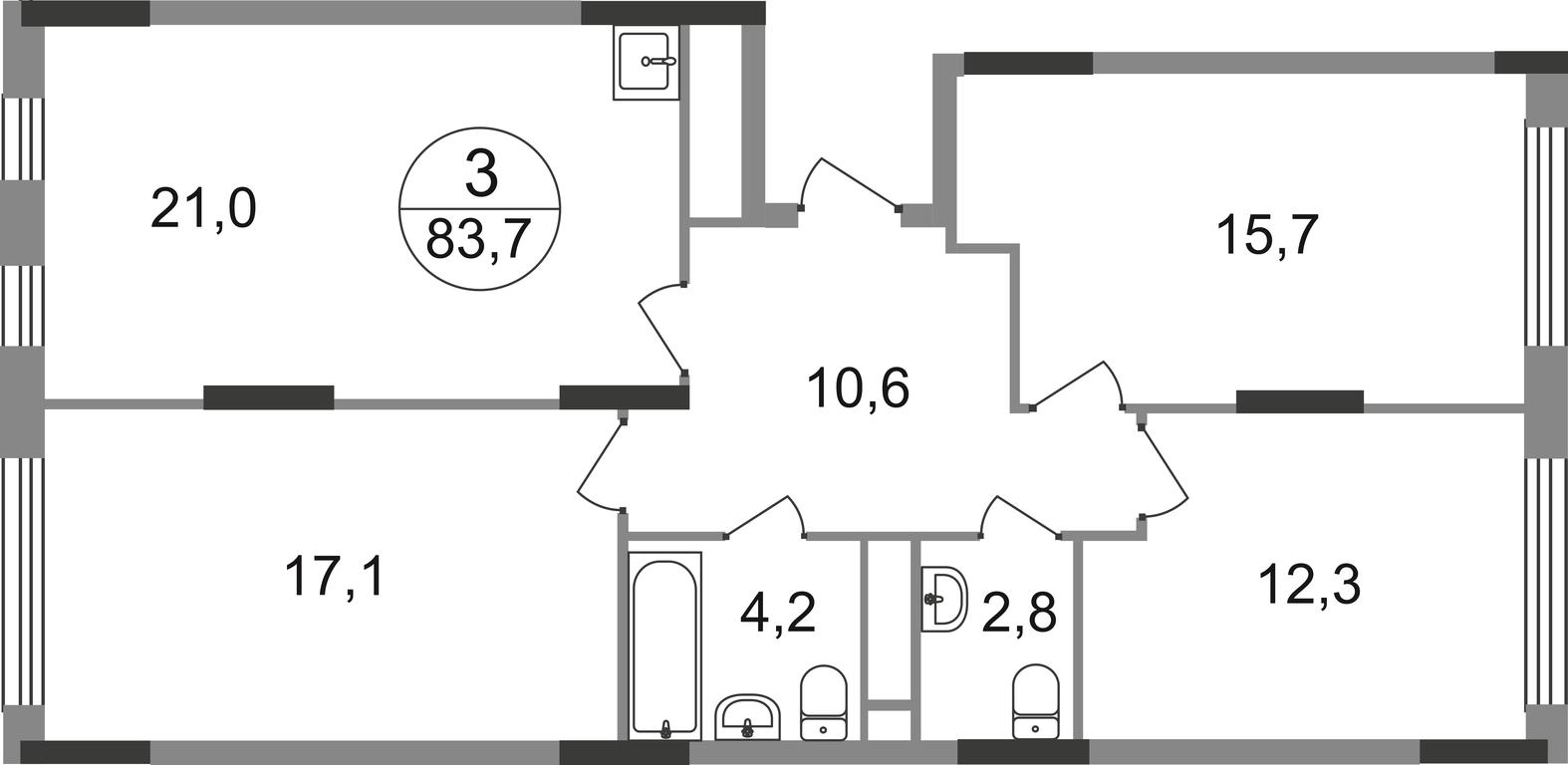 3-BD Apartment Sale, 83.7 sq. m. at Peredelkino Blizhnee, Korneya Chukovskogo Street, 1, Vnukovskoye Settlement, Moscow, Russia #1
