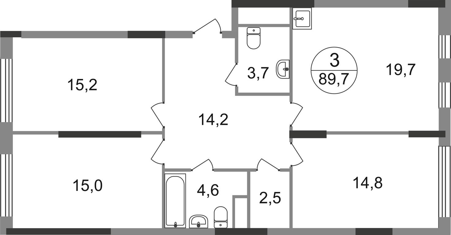 3-BD Apartment Sale, 89.7 sq. m. at Peredelkino Blizhnee, Korneya Chukovskogo Street, 1, Vnukovskoye Settlement, Moscow, Russia #1