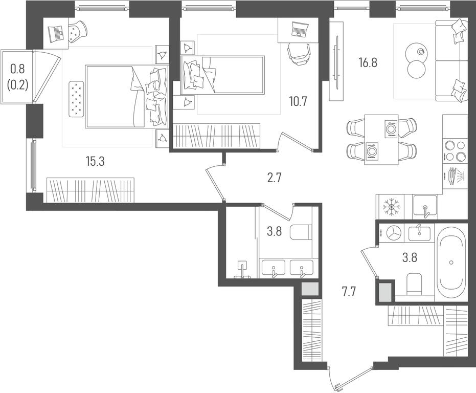 2-BD Apartment Sale, 61平方米 at Pave, 2nd Paveletsky Drive, Moscow, Russia #1 2-BD Apartment Sale, 61平方米 at Pave, 2nd Paveletsky Drive, Moscow, Russia #1