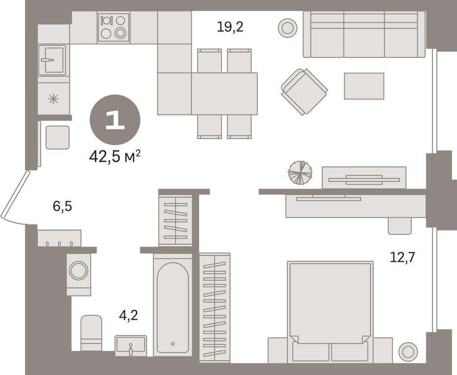 1-BD Apartment Sale, 42.5平方米 at Kvartal Gercena, zhiloy kompleks Kvartal Gertsena, Moscow, Russia #1