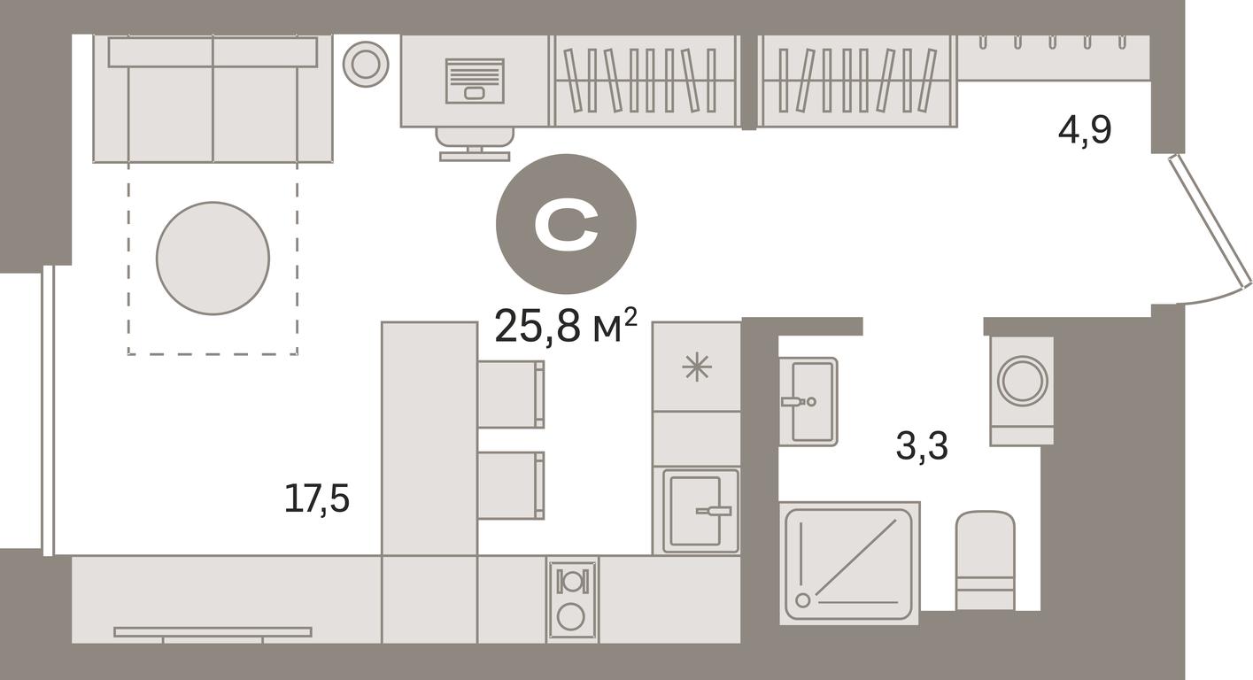 Apartment Sale, 25.8平方米 at Kvartal Gercena, zhiloy kompleks Kvartal Gertsena, Moscow, Russia #1