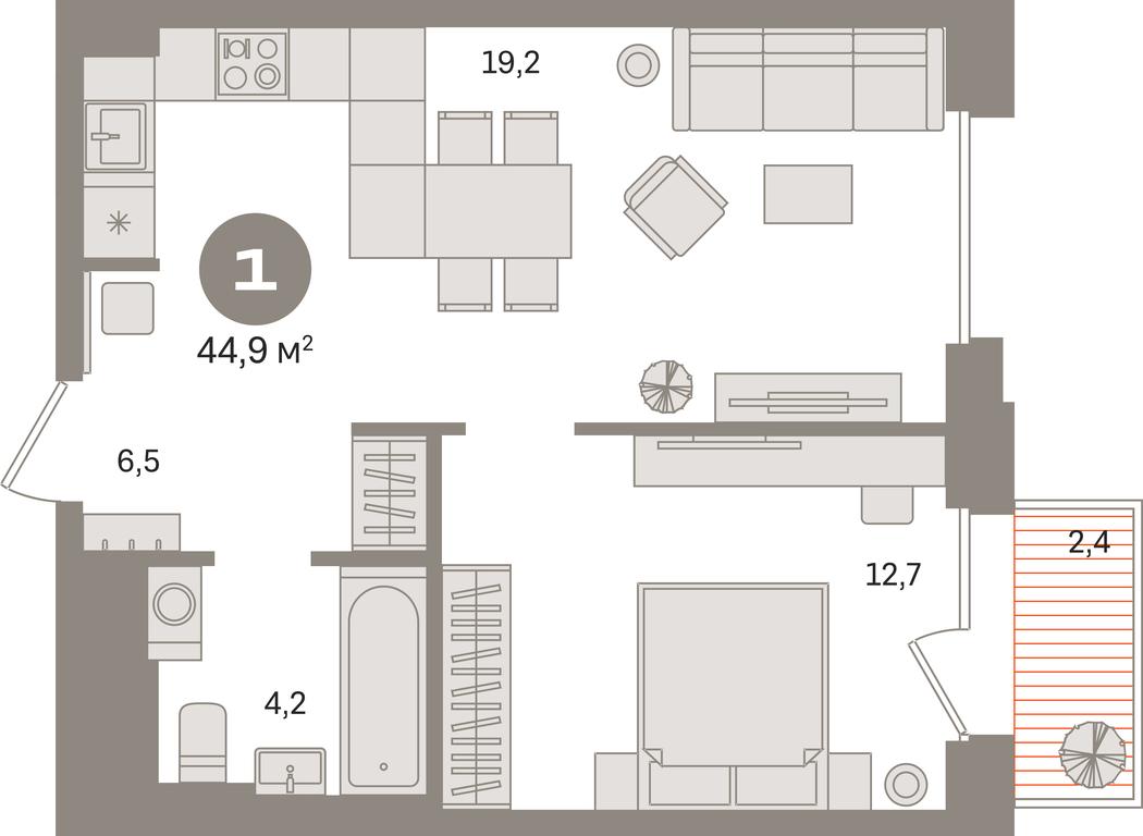 1-BD Apartment Sale, 44.9平方米 at Kvartal Gercena, zhiloy kompleks Kvartal Gertsena, Moscow, Russia #1 1-BD Apartment Sale, 44.9平方米 at Kvartal Gercena, zhiloy kompleks Kvartal Gertsena, Moscow, Russia #1