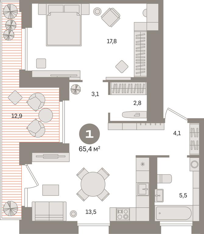 1-BD Apartment Sale, 65.4平方米 at Kvartal Gercena, zhiloy kompleks Kvartal Gertsena, Moscow, Russia #1 1-BD Apartment Sale, 65.4平方米 at Kvartal Gercena, zhiloy kompleks Kvartal Gertsena, Moscow, Russia #1