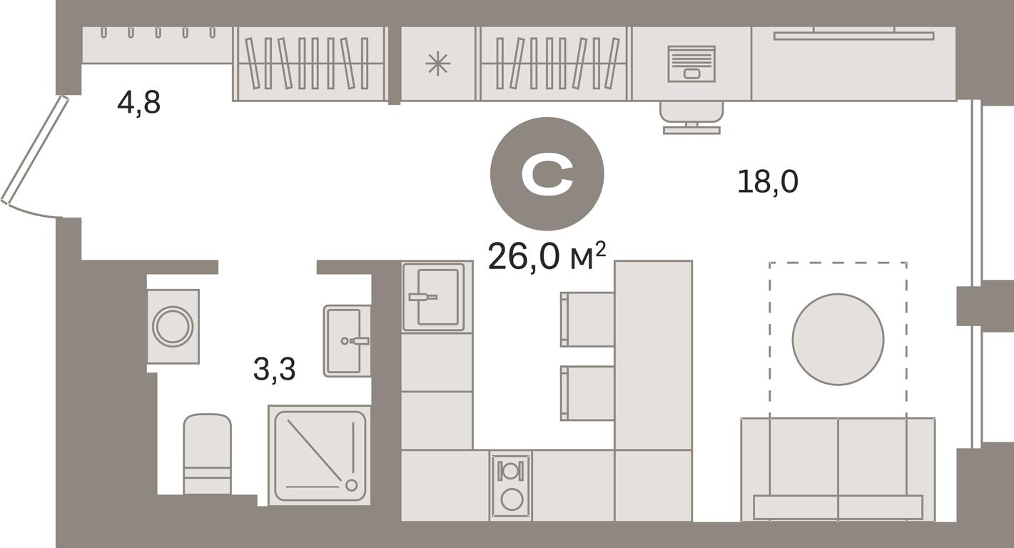 Apartment Sale, 26平方米 at Kvartal Gercena, zhiloy kompleks Kvartal Gertsena, Moscow, Russia #1