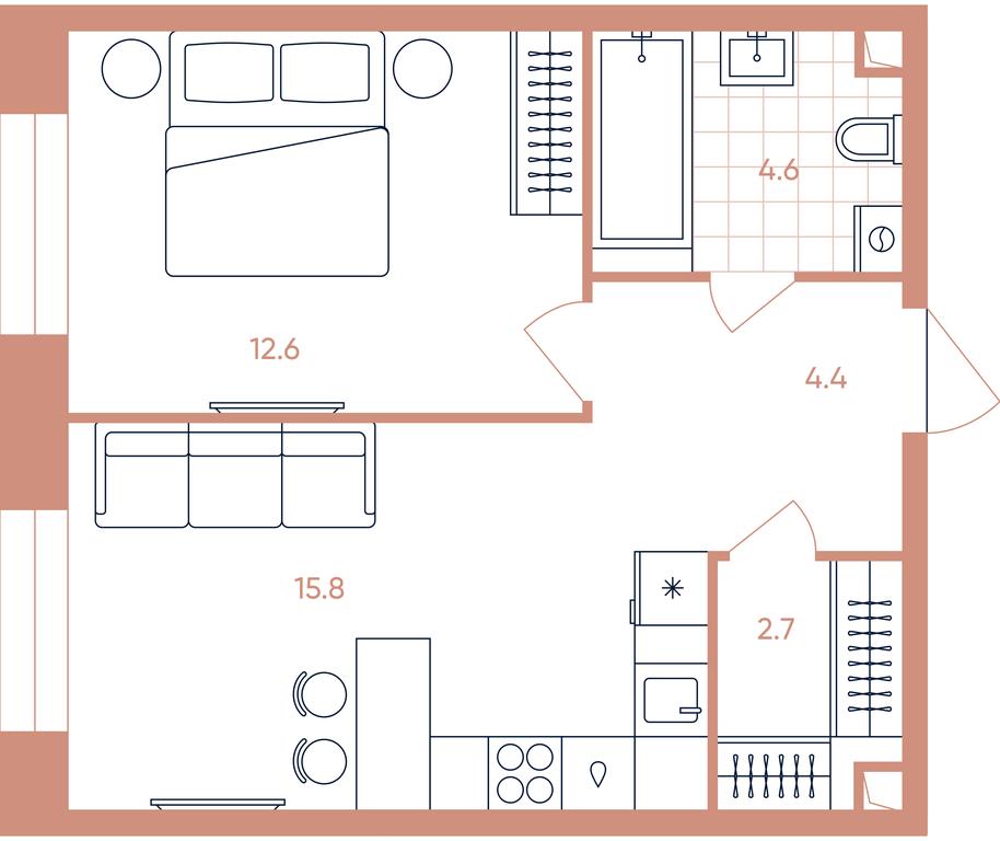 1-BD Apartment Sale, 40.1平方米 at Era, Derbenevskaya Street, Moscow, Russia #1