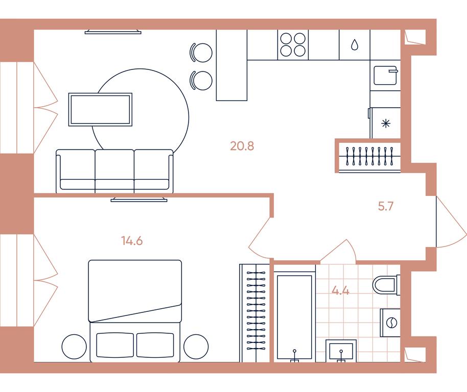 1-BD Apartment Sale, 45.5平方米 at Era, Derbenevskaya Street, Moscow, Russia #1 1-BD Apartment Sale, 45.5平方米 at Era, Derbenevskaya Street, Moscow, Russia #1