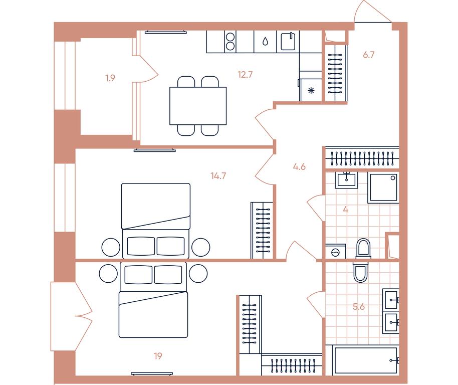 2-BD Apartment Sale, 69.2平方米 at Era, Derbenevskaya Street, Moscow, Russia #1 2-BD Apartment Sale, 69.2平方米 at Era, Derbenevskaya Street, Moscow, Russia #1