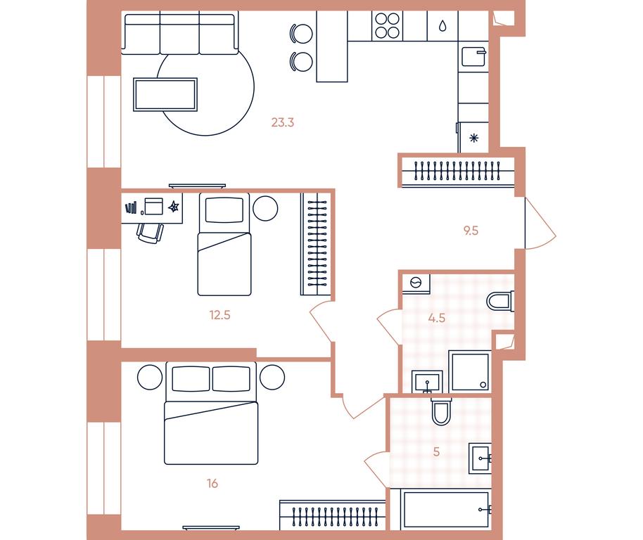 2-BD Apartment Sale, 70.8平方米 at Era, Derbenevskaya Street, Moscow, Russia #1 2-BD Apartment Sale, 70.8平方米 at Era, Derbenevskaya Street, Moscow, Russia #1