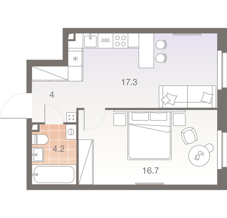 1-BD Apartment Sale, 42.2 sq. m. at Twelve, Elektrolitny Drive, 12Б, Moscow, Russia #1 1-BD Apartment Sale, 42.2 sq. m. at Twelve, Elektrolitny Drive, 12Б, Moscow, Russia #1