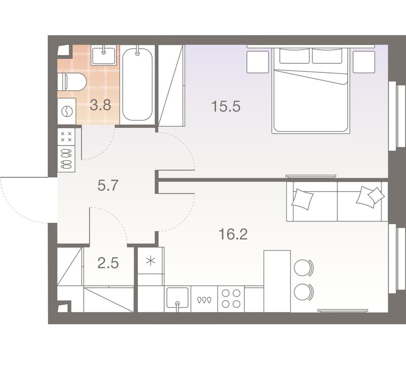 1-BD Apartment Sale, 43.7 sq. m. at Twelve, Elektrolitny Drive, 12Б, Moscow, Russia #1 1-BD Apartment Sale, 43.7 sq. m. at Twelve, Elektrolitny Drive, 12Б, Moscow, Russia #1
