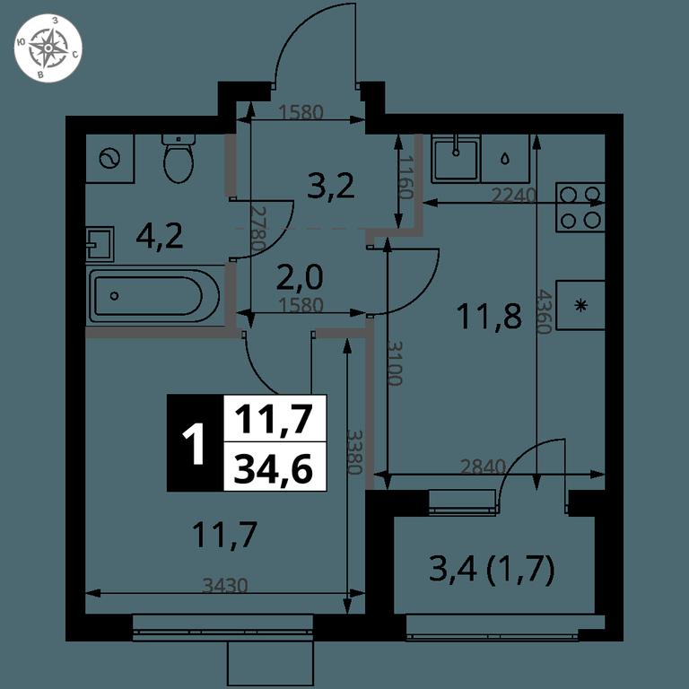 1-BD Apartment Sale, 34.6 sq. m. at 1 Yasenevskij, Kvartal № 24, Mosrentgen Settlement, Moscow, Russia #1 1-BD Apartment Sale, 34.6 sq. m. at 1 Yasenevskij, Kvartal № 24, Mosrentgen Settlement, Moscow, Russia #1