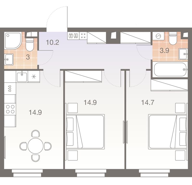 2-BD Apartment Sale, 61.7平方米 at Twelve, Elektrolitny Drive, 12Б, Moscow, Russia #1 2-BD Apartment Sale, 61.7平方米 at Twelve, Elektrolitny Drive, 12Б, Moscow, Russia #1
