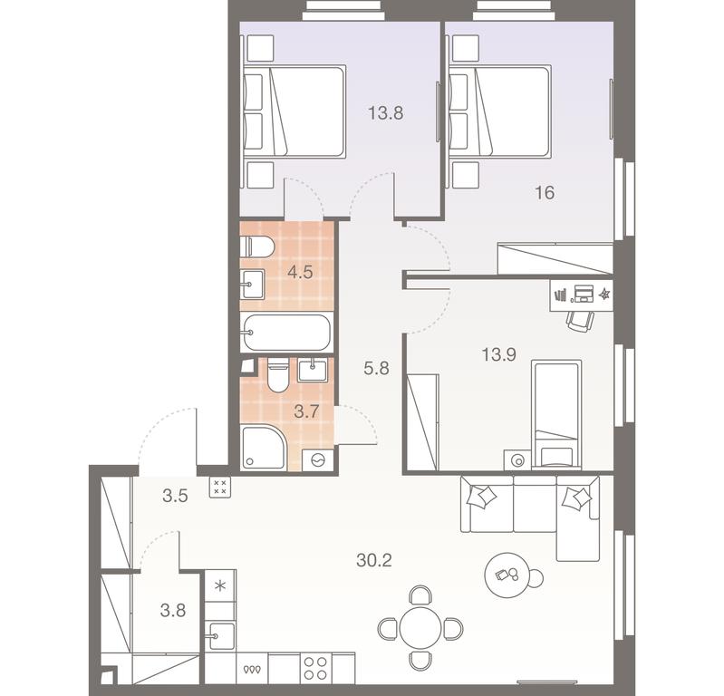 3-BD Apartment Sale, 95.2 sq. m. at Twelve, Elektrolitny Drive, 12Б, Moscow, Russia #1 3-BD Apartment Sale, 95.2 sq. m. at Twelve, Elektrolitny Drive, 12Б, Moscow, Russia #1