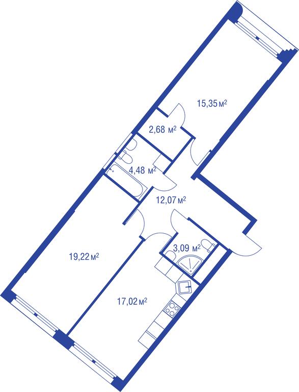 1-BD Apartment Sale, 75.5 sq. m. at iLove, улица Бочкова, 11А, Москва, Россия #1