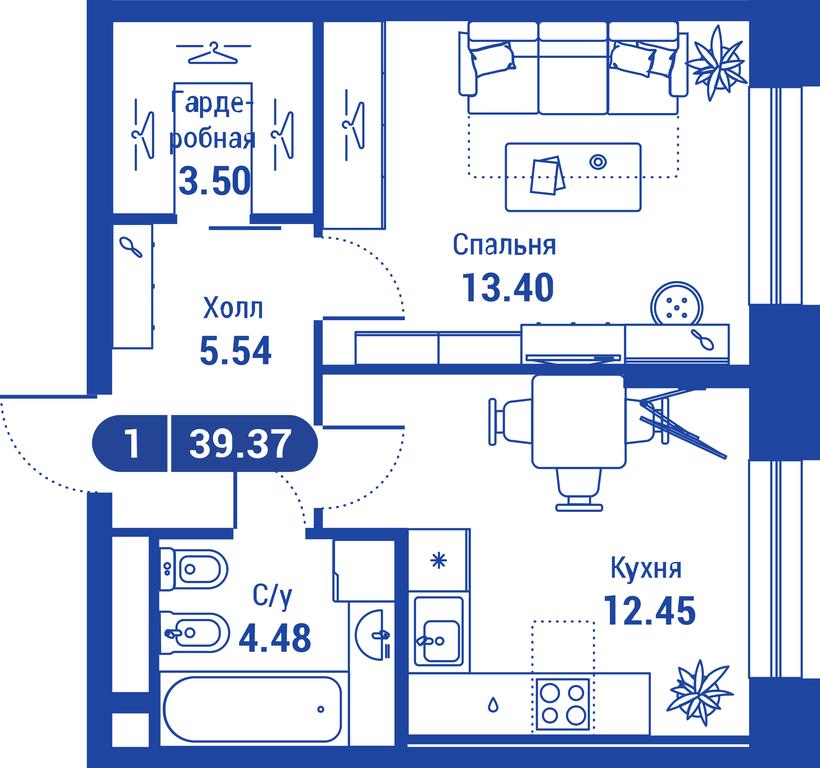 Apartment Sale, 39.7 sq. m. at iLove, улица Бочкова, 11А, Москва, Россия #1