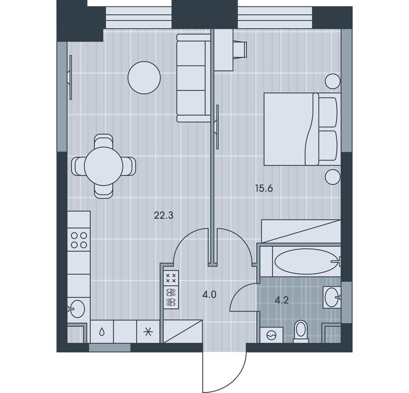 1-BD Apartment Sale, 46.1平方米 at Ever, Obrucheva Street, вл23, Moscow, Russia #1