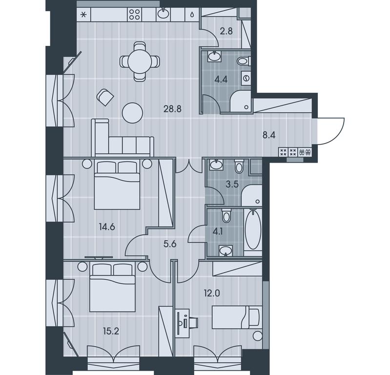 3-BD Apartment Sale, 99.4 sq. m. at Ever, Obrucheva Street, вл23, Moscow, Russia #1 3-BD Apartment Sale, 99.4 sq. m. at Ever, Obrucheva Street, вл23, Moscow, Russia #1