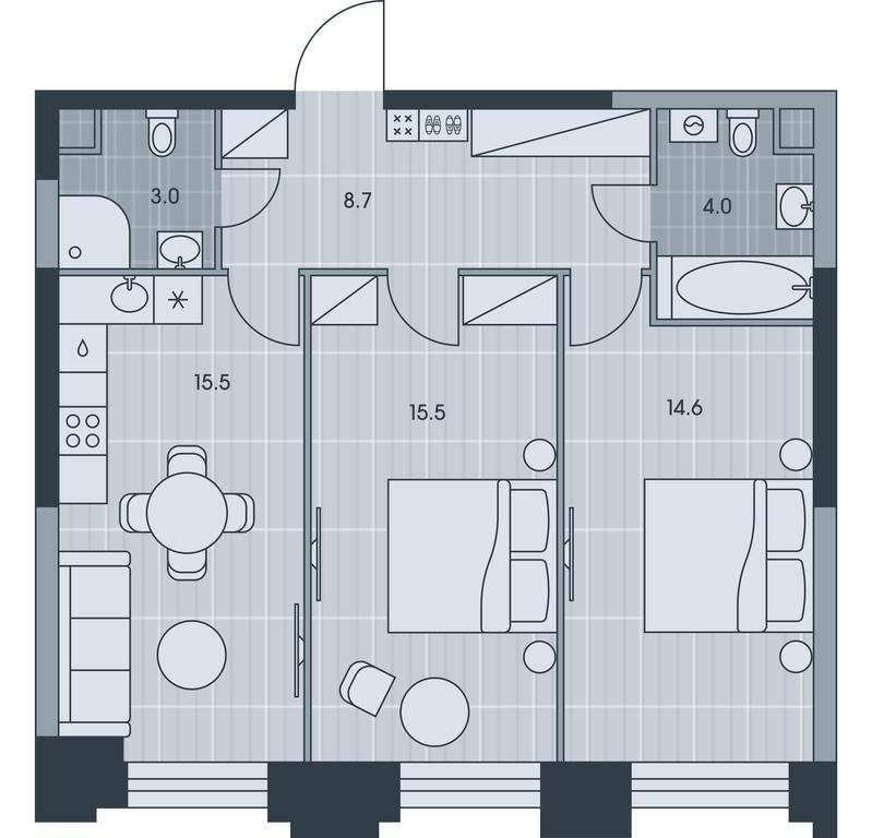 2-BD Apartment Sale, 61.3 sq. m. at Ever, Obrucheva Street, вл23, Moscow, Russia #1 2-BD Apartment Sale, 61.3 sq. m. at Ever, Obrucheva Street, вл23, Moscow, Russia #1