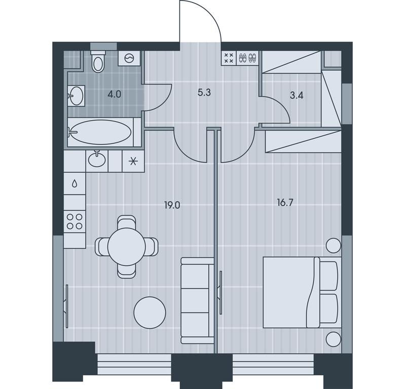 1-BD Apartment Sale, 48.4平方米 at Ever, Obrucheva Street, вл23, Moscow, Russia #1 1-BD Apartment Sale, 48.4平方米 at Ever, Obrucheva Street, вл23, Moscow, Russia #1