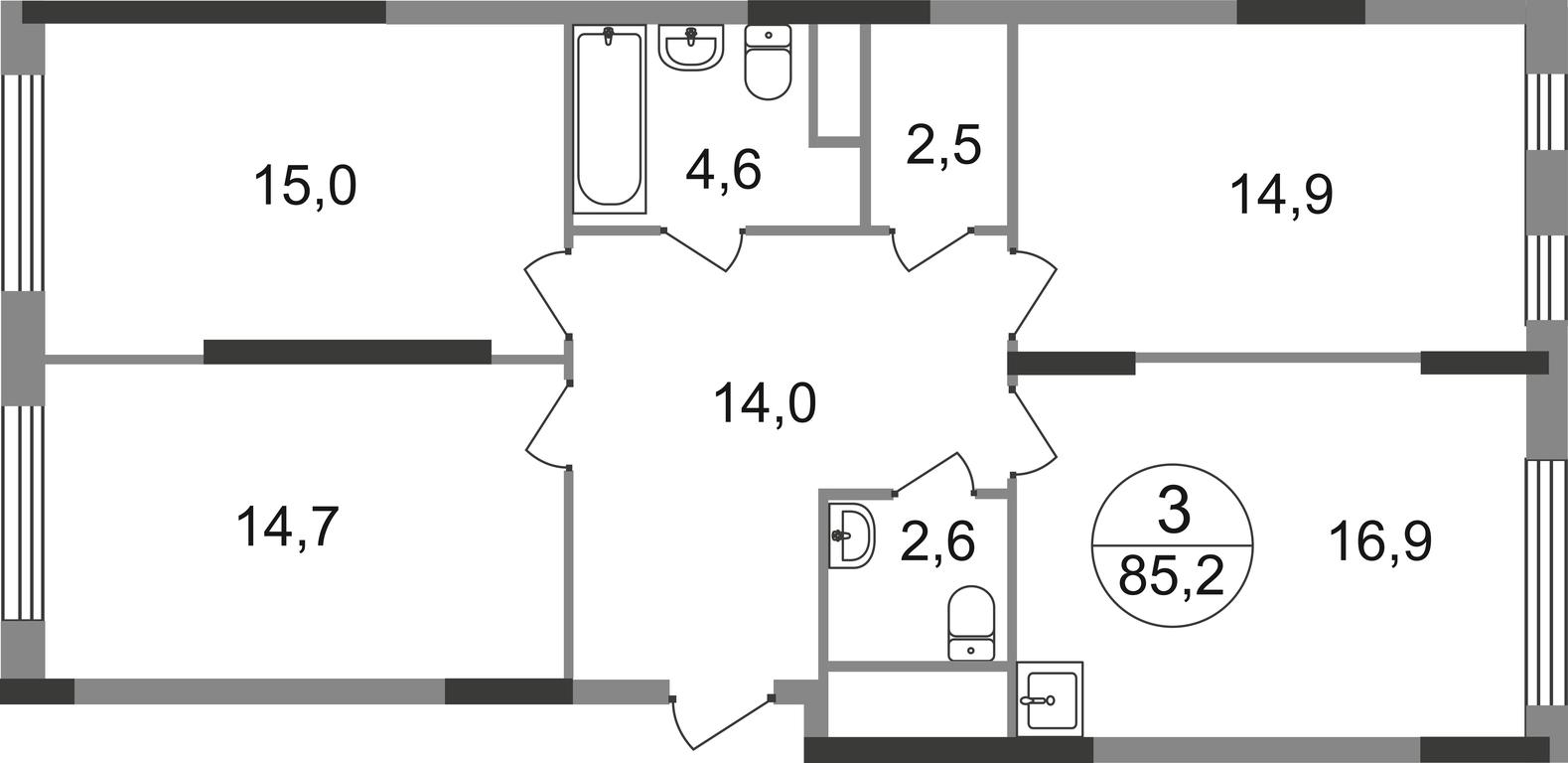 3-BD Apartment Sale, 85.2 sq. m. at Peredelkino Blizhnee, Korneya Chukovskogo Street, 1, Vnukovskoye Settlement, Moscow, Russia #1