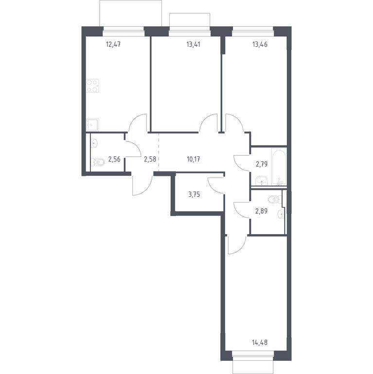 2-BD Apartment Sale, 78.56平方米 at Novoe Vnukovo, kvartal № 38, Kokoshkino Settlement, Moscow, Russia #1 2-BD Apartment Sale, 78.56平方米 at Novoe Vnukovo, kvartal № 38, Kokoshkino Settlement, Moscow, Russia #1