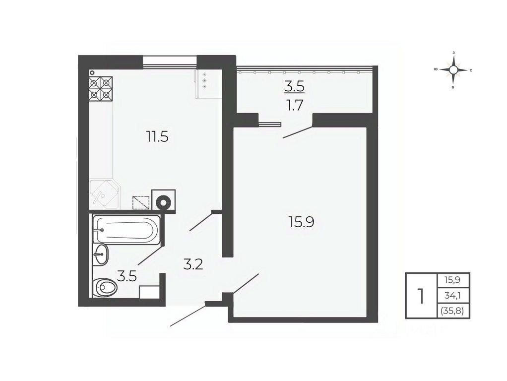 Apartment Sale, 35.8 sq. m. at Novy Blagodar, 2-y Shakhovskoy proyezd, Volokolamsk, Moscow Region, Russia #1