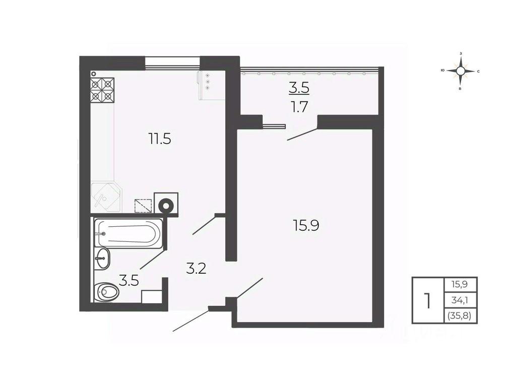 Apartment Sale, 35.8 sq. m. at Novy Blagodar, 2-y Shakhovskoy proyezd, Volokolamsk, Moscow Region, Russia #1