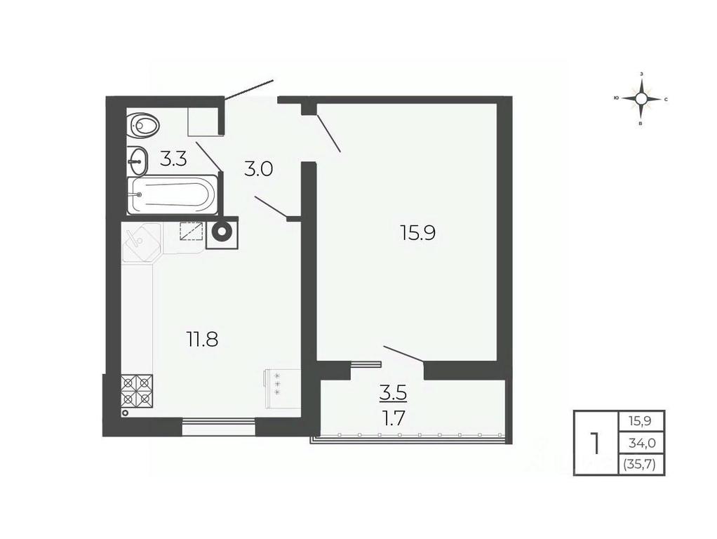Apartment Sale, 35.7 sq. m. at Novy Blagodar, 2-y Shakhovskoy proyezd, Volokolamsk, Moscow Region, Russia #1