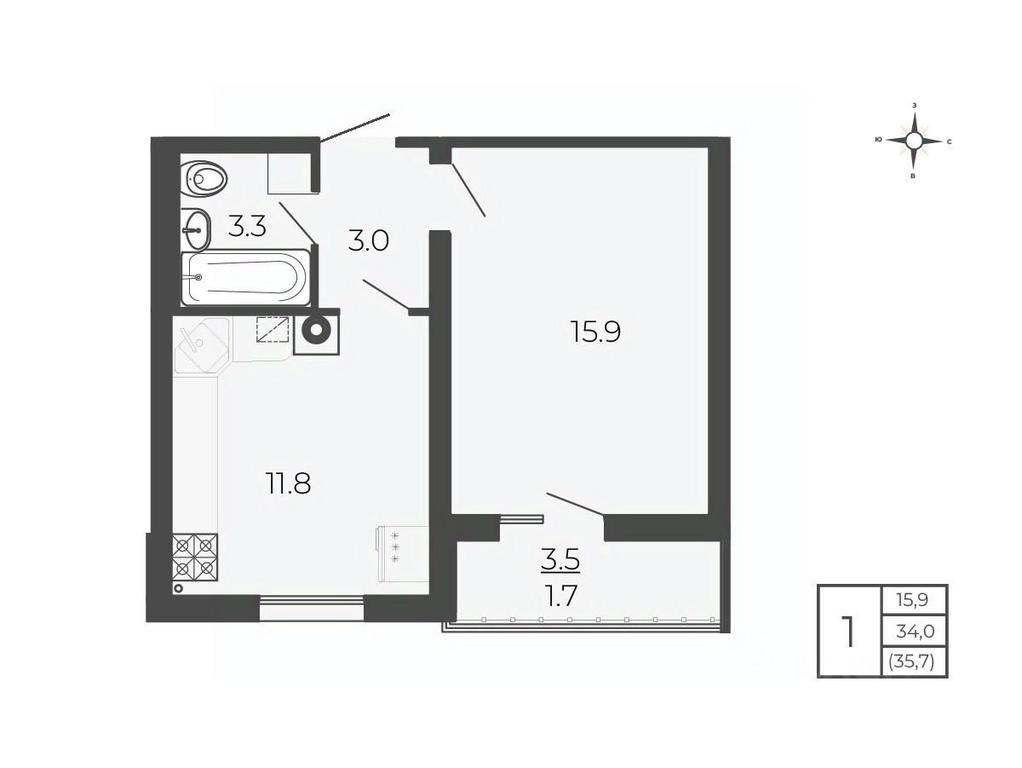 Apartment Sale, 35.7平方米 at Novy Blagodar, 2-y Shakhovskoy proyezd, Volokolamsk, Moscow Region, Russia #1