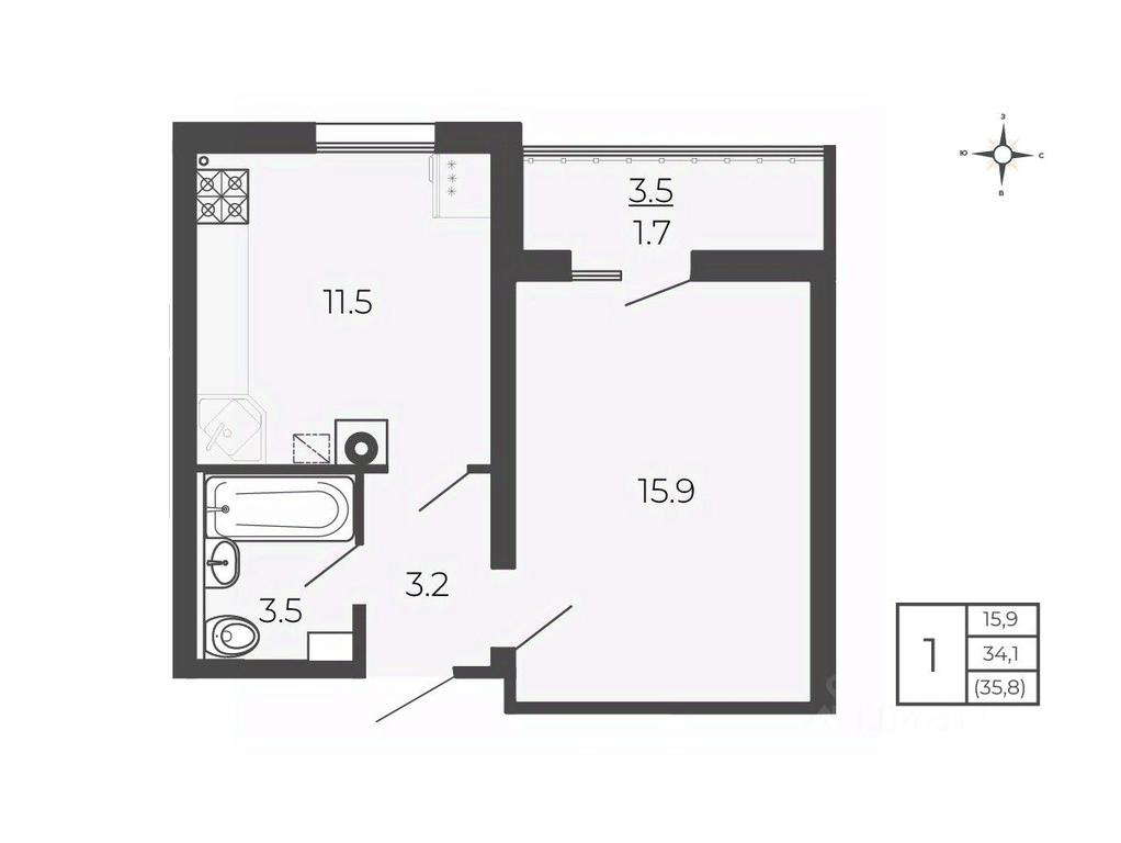 Apartment Sale, 35.8平方米 at Novy Blagodar, 2-y Shakhovskoy proyezd, Volokolamsk, Moscow Region, Russia #1 Apartment Sale, 35.8平方米 at Novy Blagodar, 2-y Shakhovskoy proyezd, Volokolamsk, Moscow Region, Russia #1